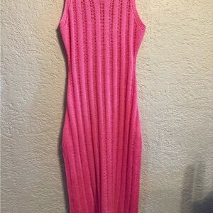 Dreamers Vibrant Pink Knit Midi Dress